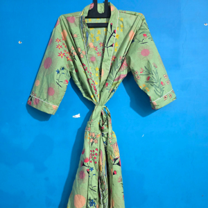 Kimono de algodón largo estampado para mujer, ideal para el hogar, venta al por mayor, ropa unisex, regalo para él, dama de honor, o como vestido de noche. - Product Image 1