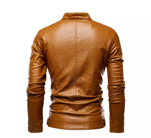 Abrigo de Cuero para Hombre, Corte Entallado, Cuello Alto, con Logotipo Frontal, Moda de Invierno - Product Image 6