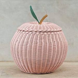 Panier à fruits avec couvercle, décoration de chambre pour filles et garçons, paniers en rotin durables - Product Image 1