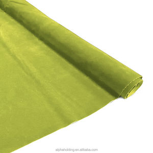 Tissu en rayonne tissé sur mesure, dos en velours floqué W54" RD54-449 Vert - Product Image 1