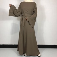Abaya personnalisée grande taille sans couture, basique et unie, style Arabie Saoudite, avec ceinture offerte, en polyester de haute qualité, pour femmes musulmanes, modeste et simple, coupe maxi