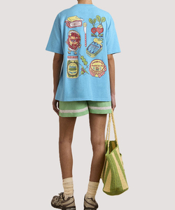 เสื้อยืดคอกลมสีฟ้าอ่อนทรงปกติ แขนสั้น ผ้าฝ้าย 100% พิมพ์ลายตามสั่ง สำหรับผู้หญิง เนื้อผ้าเจอร์ซีย์ระบายอากาศได้ดี เหมาะสำหรับฤดูร้อน - Product Image 3