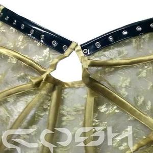 Corsé con cuello de encaje dorado y malla, con varillas de acero - Product Image 3