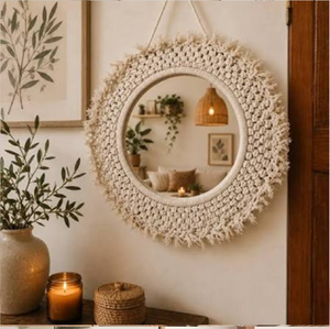 Macramé contemporáneo hecho a mano con algodón, decoración de pared circular vertical tejida a mano, decoración para el hogar y la oficina, venta al por mayor directa - Product Image 1