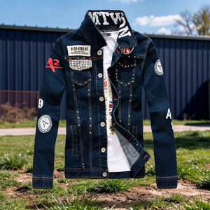 Nouvelle Collection Printemps 2026 – Blouson Moto Décontracté en Jean pour Homme, Coupe Slim, Col Montant, Denim Délavé, Imperméable sur le Devant - Product Image 4