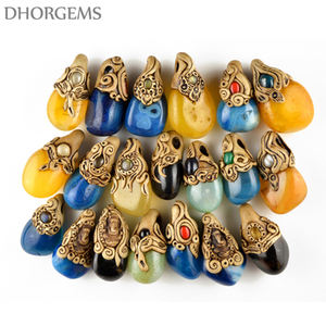 Collar con Colgante de Arcilla Polimérica Natural, Piedras Preciosas Mixtas con Patrón de Mapa, Dijes de Cerámica, Joyería - Product Image 5