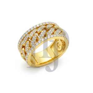 Anillo de Diamantes Hip Hop para Hombre, Anillo Ancho de Lujo con Incrustaciones de Diamantes, Elaborado en Plata de Ley 925, Oro Sólido de 10K o 14K - Product Image 1