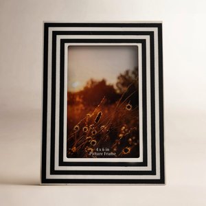 Rectangular White Bone and <b>Black</b> Resin Inlay <b>Picture</b> <b>Frame</b> Premium Decorative <b>Frame</b> for Contemporary Home Furnishing Collection - Product Image 6