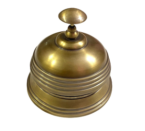 Campana de escritorio redonda hecha a mano de latón macizo antiguo, elegante campana de llamada para recepción, campana vintage para mostrador de servicio, campana de conserjería para hotel - Product Image 2