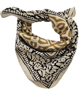 Bandana en coton moutarde, imprimé indien, foulard pour la tête, bandeau bohème, bandana fait main, foulard à bordure florale, bandana pour cheveux, été - Product Image 3