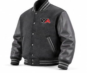 Chaqueta Varsity para Hombre con Logotipo Bordado Personalizado, Manga de Cuero Color Carbón, Estilo Universitario Vintage, Venta al Por Mayor OEM - Product Image 5