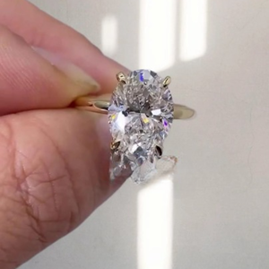 แหวนหมั้นเพชรทรงรีสุดหรูสำหรับผู้หญิง ได้รับการรับรองจาก IGI ทอง 14K ของขวัญเครื่องประดับเจ้าสาวสำหรับงานแต่งงาน - Product Image 4