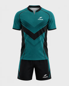 Ensemble de maillot de football pour homme F2WIN, manches courtes, col en V, maille solide, respirant, séchage rapide, évacuation de l'humidité, vêtements de sport pour toutes les saisons - Product Image 1