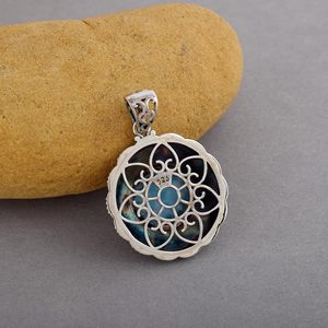 Nuevo Colgante de Plata de Ley 925 con Piedra Preciosa Larimar Azul Natural Redonda, Joyería Fina, Regalo para Mujer, Fabricación India - Product Image 3