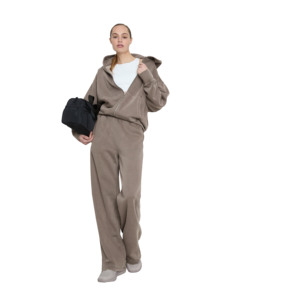 Conjunto Deportivo de Felpa de Algodón Personalizado para Mujer, Transpirable, Ecológico, de Secado Rápido, Pantalones Deportivos con Capucha, Cintura Elástica, Logotipo Bordado - Product Image 1