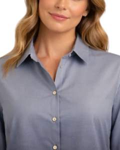 Chemise boutonnée à manches longues pour femme, dégradé gris clair vers noir, style décontracté pour le bureau, fabrication sur mesure, vêtements OEM personnalisés - Product Image 4