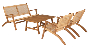 Conjunto de Sofás para Exteriores |   Marco de Madera de Acacia Maciza y Respaldo de Ratán Tejido |   Muebles de Lujo para Jardín, Patio, Balcón y Resort - Product Image 3