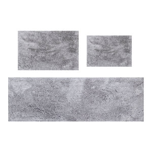 Juego de Alfombras de Baño de Lujo de 3 Piezas, Ultra Suaves, Antideslizantes y Absorbentes, Color Gris Plateado para Baño, Venta al Por Mayor - Product Image 1