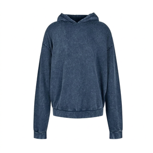 เสื้อฮู้ดดี้โอเวอร์ไซส์ผู้ชาย สีดำล้วน ผ้าฝ้าย 100% เฟรนช์เทอร์รี่ สวมใส่สบายๆ สำหรับฤดูใบไม้ร่วง - Product Image 3