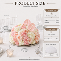 Fleurs artificielles en soie blanches pour la maison, centre de table de mariage en gros, boule de roses roses artificielles, arrangement floral