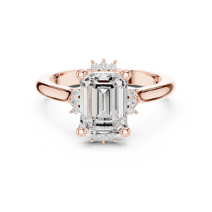 Anillo de Compromiso y Boda de Lujo para Mujer, Media Corona, Oro Sólido de 14k, Certificado IGI, Diamante Cultivado en Laboratorio HPHT CVD de 2 Quilates, Corte Esmeralda - Product Image 5