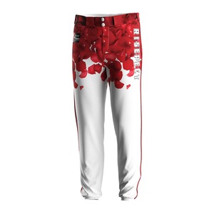 Pantalon de baseball rouge uni pour homme, imprimé par sublimation, polyester, coupe classique, fermeture éclair, toutes saisons, vêtements de sport, protection UV - Product Image 3