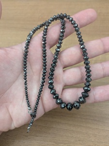 สร้อยคอเม็ดเพชรดำธรรมชาติทรงรอนเดลเหลี่ยมเพชรพลอย ขนาด 3 ถึง 8 มม. สำหรับทำเครื่องประดับ เกรด AAA ขายส่ง - Product Image 1