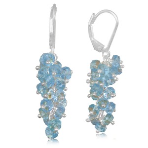 Pendientes de Lágrima de Aguamarina Azul, Chapados en Rodio, Plata de Ley 925, Joyería Moderna para Mujer, para Bodas, Compromisos y Fiestas - Product Image 1