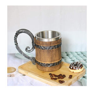 Tasse en bois de qualité supérieure Style populaire Design créatif tasse en bois faite à la main avec manche en bois aspect vintage - Product Image 6