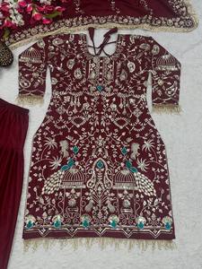 ZAIN EXPORT lanza un nuevo conjunto de fiesta de diseño con top, dhoti salwar y dupatta en crepé natural de secado rápido. - Product Image 6