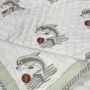 Juego de colcha suave para bebé con estampado artesanal indio, tamaño 60"X40", diseño de delfín duradero, de algodón reversible, para guardería, viajes y regalos. - Product Image 4