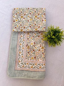 100% Cotton Luxury Hand <b>Block</b> Printed Single <b>Bed</b> Dohar Artisan Made Handcrafted Traditional Reversible All-Season Dohar - Product Image 6