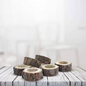Anneau de serviette en bois de manguier rustique fait main pour la décoration de table, porte-serviettes avec écorce, décoration de table artisanale pour dîner - Product Image 5
