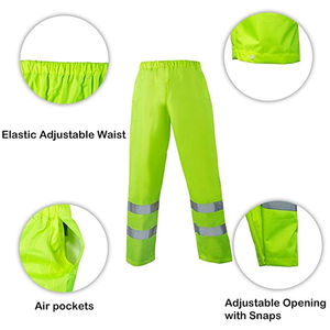 Combinaisons de pluie pour hommes, vêtements de pluie respirants, veste de pluie de sécurité avec doublure intérieure en mesh et poche, pantalon imperméable réfléchissant - Product Image 5