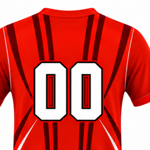 Camiseta de Rugby Roja Brillante de Manga Corta con Cuello en V, Uniforme de Equipo Transpirable y Ligero, Ropa Deportiva Personalizada para Entrenamiento - Product Image 4
