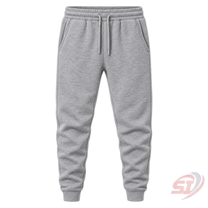 Pantalon de jogging premium gris chiné en molleton brossé personnalisé, style athleisure, vente en gros OEM ODM - Product Image 1