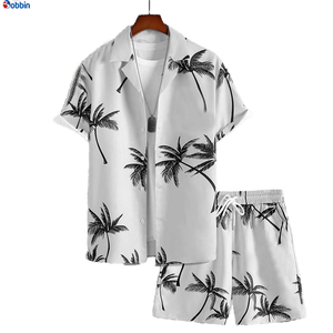 BOBBIN INDUSTRIES Conjunto de Verano Personalizado para Hombre, Estilo Hip Hop, Tejido de Punto Transpirable de Spandex/Algodón, Estampado por Sublimación, con Botones - Product Image 1