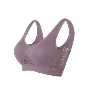 Soutien-gorge de sport en maille bleu clair pour femme, dos nageur, respirant, maintien moyen, haut de sport - Product Image 6