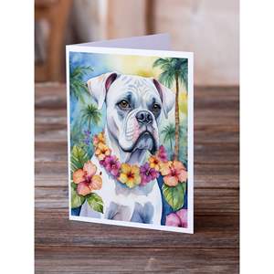 การ์ดเปล่านักมวยสีขาว luau แพ็คการ์ดอวยพรแปลกๆ8ใบขนาด5x7 A7พร้อมซอง - Product Image 2