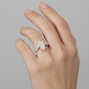 Anillo de Compromiso con Diamante Cultivado en Laboratorio, Chapado en Oro Rosa, Estilo Vintage, Oro de 14K, Corte Marquesa, Anillo Halo, Fabricante de Joyería Personalizada, OEM, ODM - Product Image 6