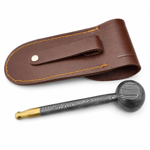 Jexmoo Pipa de Fumar Reutilizable de Acero de Damasco Hecha a Mano, de Metal Premium, con Funda de Cuero, Regalo para Papá, Esposo, Novio - Product Image 5