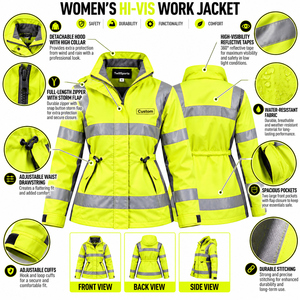 Chaqueta de Trabajo Reflectante de Alta Visibilidad para Mujer TwillSports, Impermeable y Resistente al Viento, para Trabajadoras de la Construcción - Product Image 6