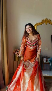 TENNECY Women's New Designer Solid Pure Heavy Viscose Satin Embroidery Sequence Work <b>Top</b>-Bottom Ankle-Length Party Dupatta Set - Product Image 2