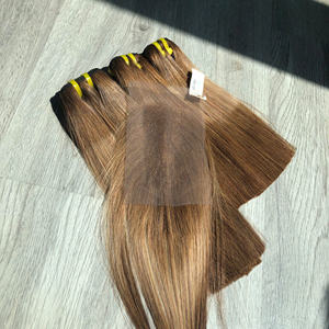 Directo de fábrica 100% cutícula alineada virgen hueso recto vietnamita trama de cabello humano paquetes de cabello y cierre tres tonos - Product Image 3