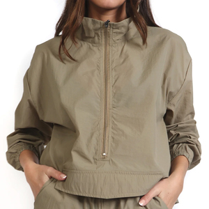 Ensemble short et coupe-vent imperméable en tissu mémoire solide imprimé, personnalisé pour femme, décontracté, en nylon uni avec fermeture éclair - Product Image 2