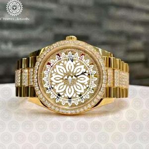 Charm Jewels Luxury Men's Yellow Gold <b>Diamond</b> <b>Watch</b> Round Analog Quartz 42mm Sapphire Crystal Folding Clasp - Product Image 1