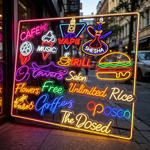 Lettres en relief LED style néon, enseigne commerciale 3D rectangulaire, indice de protection IP67, enseigne lumineuse pour devanture de magasin - Product Image 1