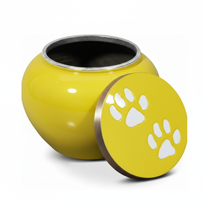 Urna Funeraria Premium de 5 Pulgadas, Color Amarillo Brillante, con Doble Huella de Pata, para Perros y Gatos, Recuerdo Conmemorativo Duradero, Suministros Funerarios al por Mayor - Product Image 2