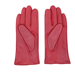 Gants en cuir rouge longueur poignet, style uni, sans doublure, pour usage quotidien décontracté, chaleur hivernale, accessoires de mode de haute qualité - Product Image 2