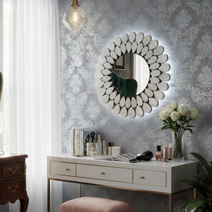 Elegant <b>Round</b> Resin <b>Mirror</b> 15.5 Inch Wall Mounted Decorative <b>Mirror</b> Modern Home Decor for Bedroom Living Room Entryway <b>Bathroom</b> - Product Image 2